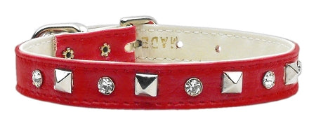 Pyramid & Crystal Chic Pet Collar Red 12