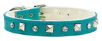 Pyramid & Crystal Chic Pet Collar Turquoise 12