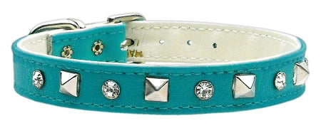 Pyramid & Crystal Chic Pet Collar Turquoise 14