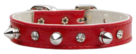 "just The Basics" Crystal And Spike Collars Red 10