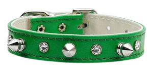 "just The Basics" Crystal And Spike Collars Green 14