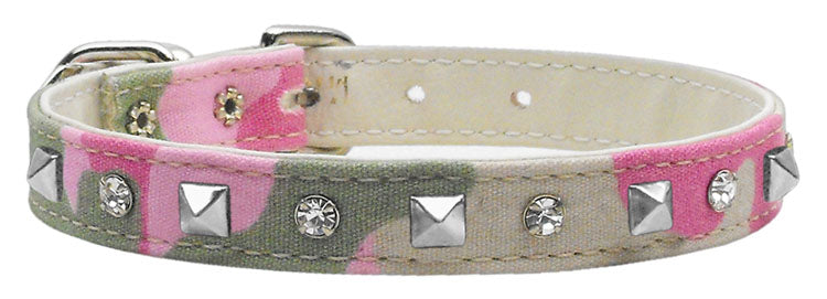 Camo Crystal And Pyramid Collars Pink Camo 10