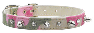 Camo Crystal And Spike Collars Pink Camo 10