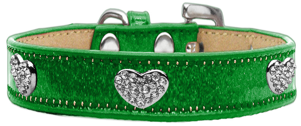 Crystal Heart Dog Collar Emerald Green Ice Cream Size 10