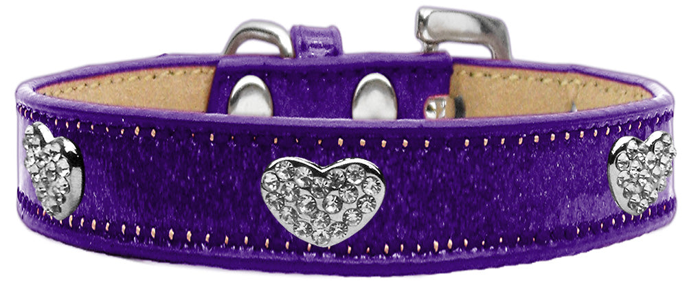 Crystal Heart Dog Collar Purple Ice Cream Size 16