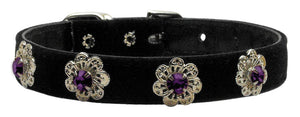 Pasadena Crystal Flower Velvet Pet Collar Amethyst 10