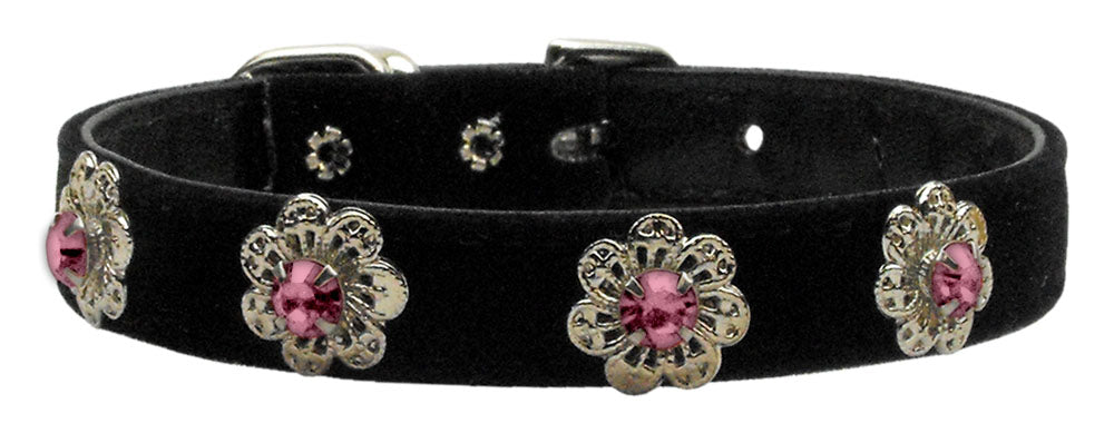 Pasadena Crystal Flower Velvet Pet Collar Rose 14