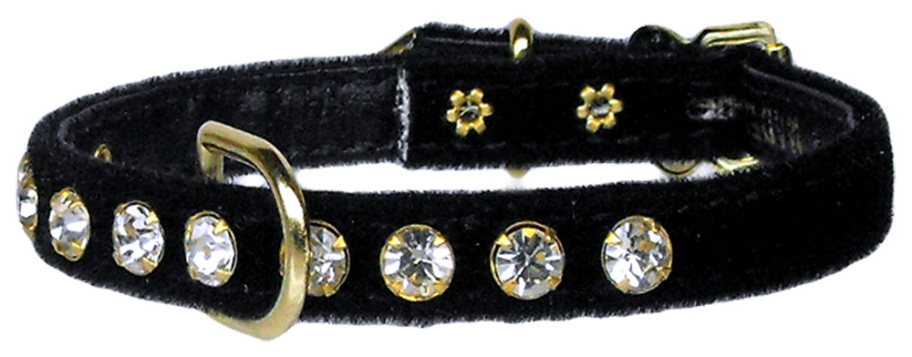 Velvet Crystal Chic Pet Collar Black 10