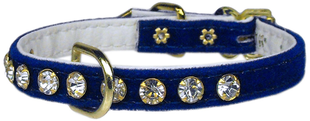 Velvet Crystal Chic Pet Collar Blue 10