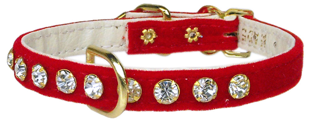 Velvet Crystal Chic Pet Collar Red 10