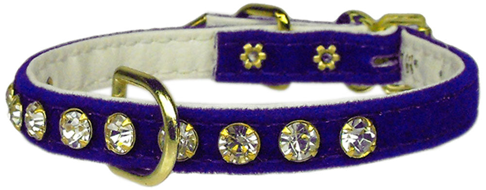 Velvet Crystal Chic Pet Collar Purple 12