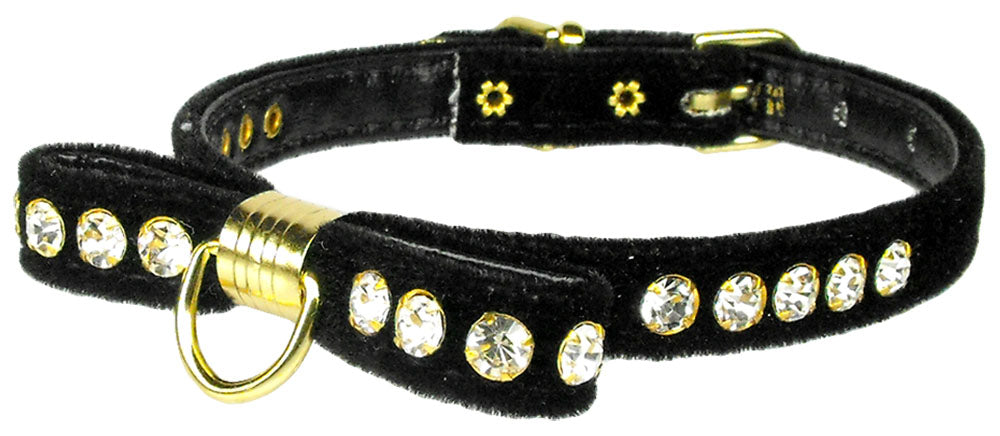 Velvet Bow Elegance Pet Collar Black 14