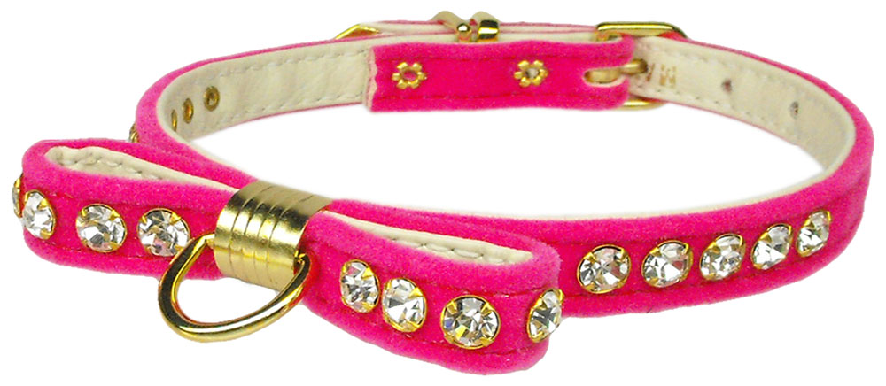 Velvet Bow Elegance Pet Collar Pink 14