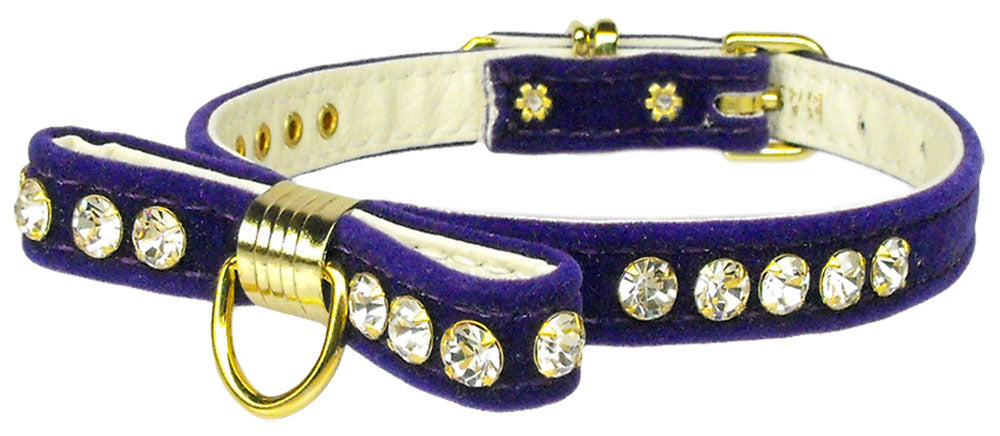 Velvet Bow Elegance Pet Collar Purple 16