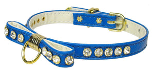 Crystal Bow Glamour Pet Collar - "Clear Crystal Jewelry Set" Blue 8