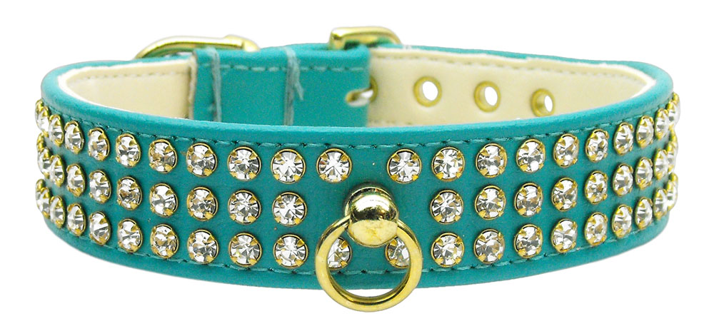 Triple Crystal Luxe Pet Collar Turquoise 20