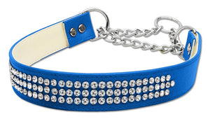 Martingale 3 Row Crystal Collar Blue Large