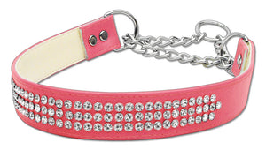 Martingale 3 Row Crystal Collar Pink Large