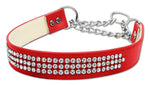 Martingale 3 Row Crystal Collar Red Medium