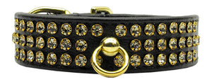 Manhattan Sparkle Rhinestone Pet Collar Black W/ Smoke Stones 10