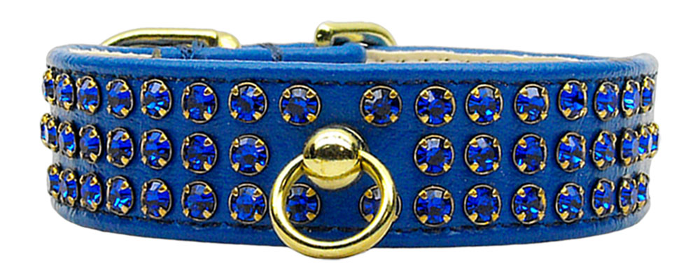 Manhattan Sparkle Rhinestone Pet Collar Blue W/ Blue Stones 10