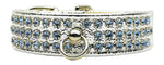 Manhattan Sparkle Rhinestone Pet Collar Silver W/ Light Blue Stones 10