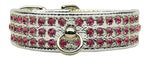 Manhattan Sparkle Rhinestone Pet Collar Silver W/ Pink Stones 10