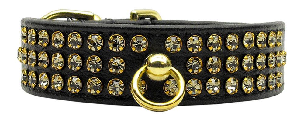 Manhattan Sparkle Rhinestone Pet Collar Black W/ Smoke Stones 16