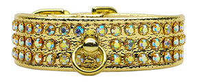 Manhattan Sparkle Rhinestone Pet Collar Gold W/ Ab Stones 18