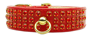 Manhattan Sparkle Rhinestone Pet Collar Red W/ Red Stones 18