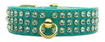 Manhattan Sparkle Rhinestone Pet Collar Turquoise W/ Turq Stones 18