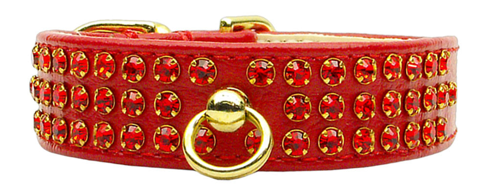 Manhattan Sparkle Rhinestone Pet Collar Red W/ Red Stones 22