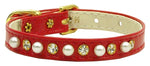 3/8" Pearl And Clear Crystals Collar Red 10