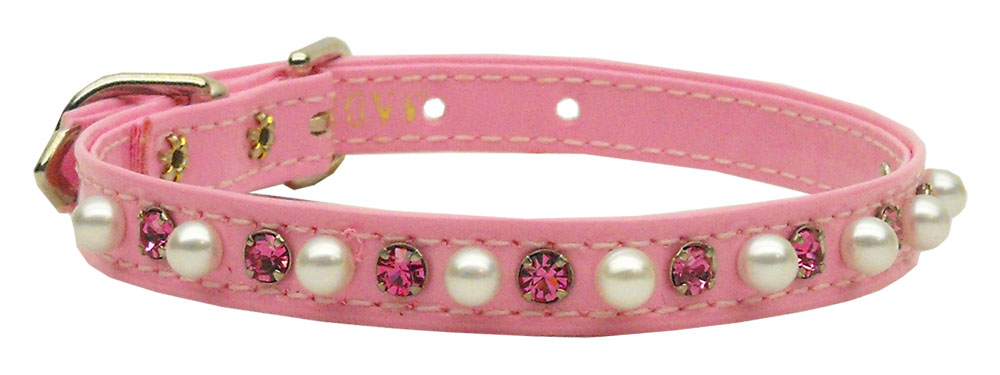 Patent 3/8" Pearl And Crystal Collars Pink 14