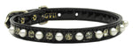 Patent 3/8" Pearl And Crystal Collars Black 8