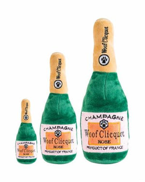Woof Clicquot Rose' Champagne Bottle Plush Dog Toy