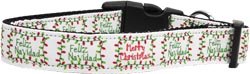 Feliz Navidad Nylon And Ribbon Collar and Leash from StayGoldenDoodle.com