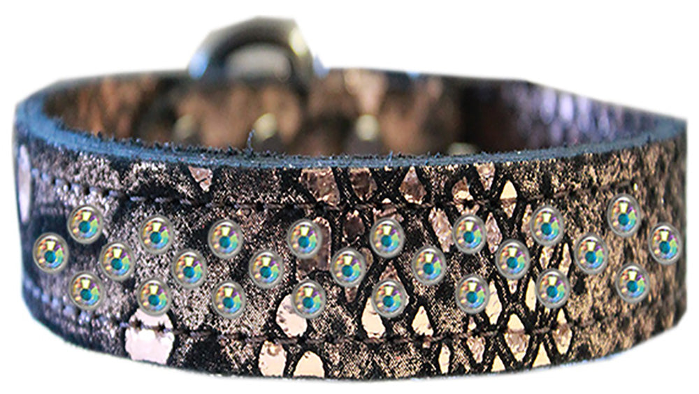Sprinkle AB Crystal Jeweled Dragon Skin Genuine Leather Dog Collar