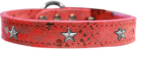 Silver Star Widget Dragon Skin Genuine Leather Dog Collar