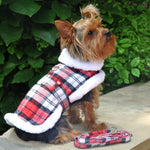 Lily's Designer Red &amp; White Plaid Classic Harness Coat &amp; Matching Leash