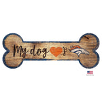 Denver Broncos Distressed Dog Bone Wooden Sign