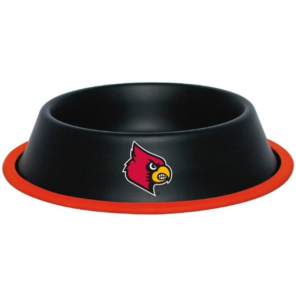 Louisville Cardinals Gloss Black Pet Bowl