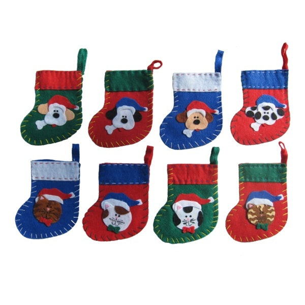 Christmas Treat Stockings For Pets - Green w/ Red Trim - Dog