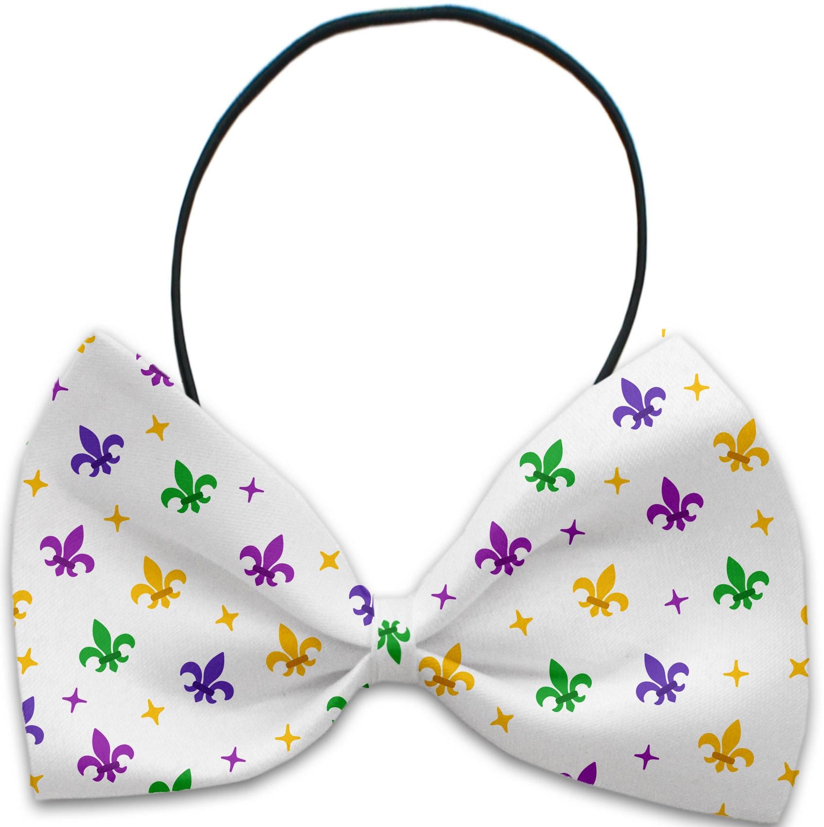 Confetti Fleur De Lis Mardi Gras Pet Bow Tie - staygoldendoodle.com