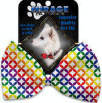 Rainbow Bright Diamonds Pet Bow Tie Collar Accessory With Velcro - staygoldendoodle.com