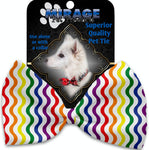 Rainbow Fun Stripes Pet Bow Tie Collar Accessory With Velcro - staygoldendoodle.com