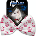 Pink Whimsy Cupcakes Pet Bow Tie Collar Accessory With Velcro - staygoldendoodle.com