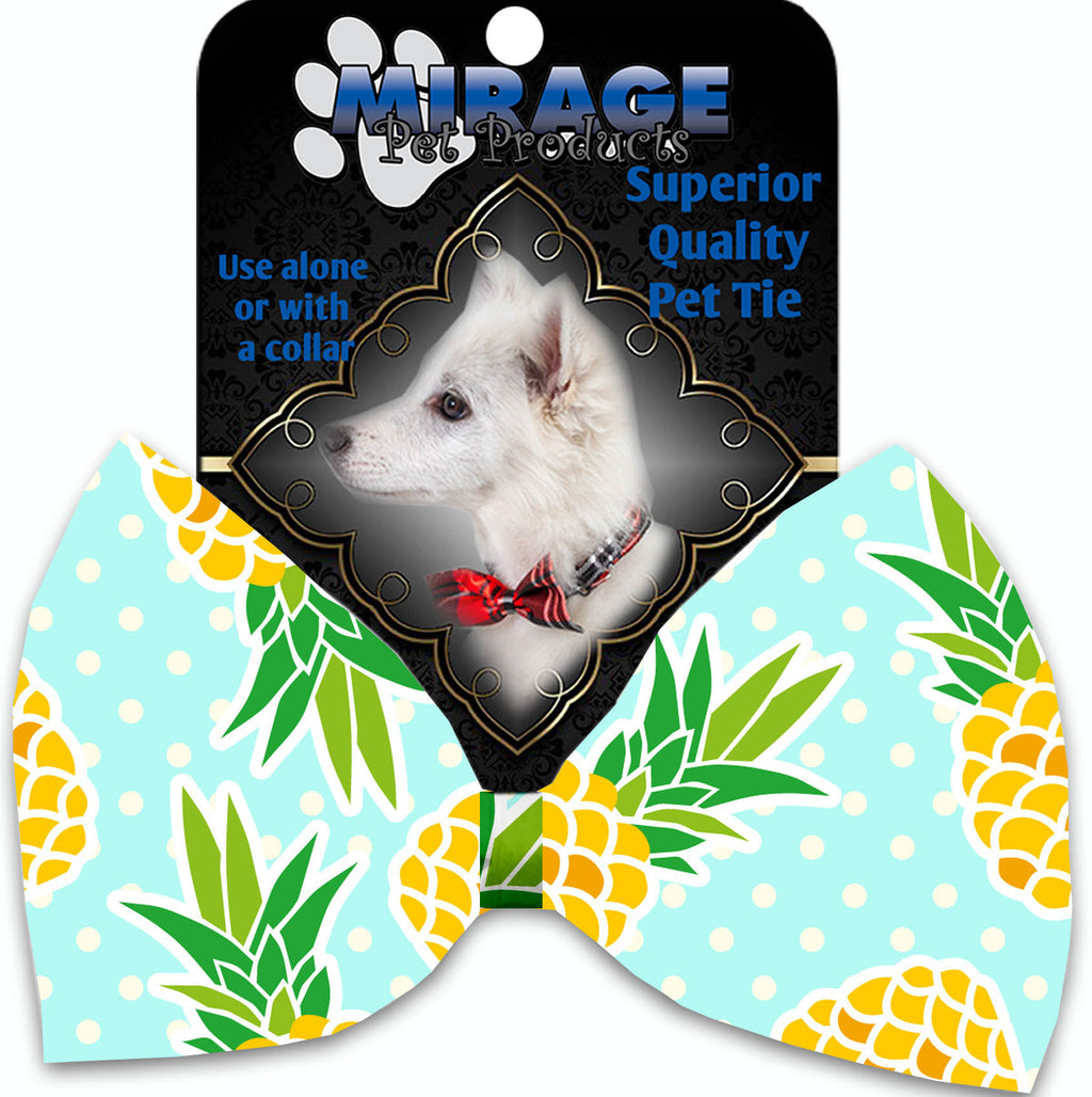 Pineapples And Polka Dots Pet Bow Tie Collar Accessory With Velcro - staygoldendoodle.com