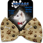 Mocha Paws And Bones Pet Bow Tie Collar Accessory With Velcro - staygoldendoodle.com