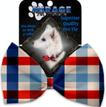 Patriotic Plaid Pet Bow Tie Collar Accessory With Velcro - staygoldendoodle.com